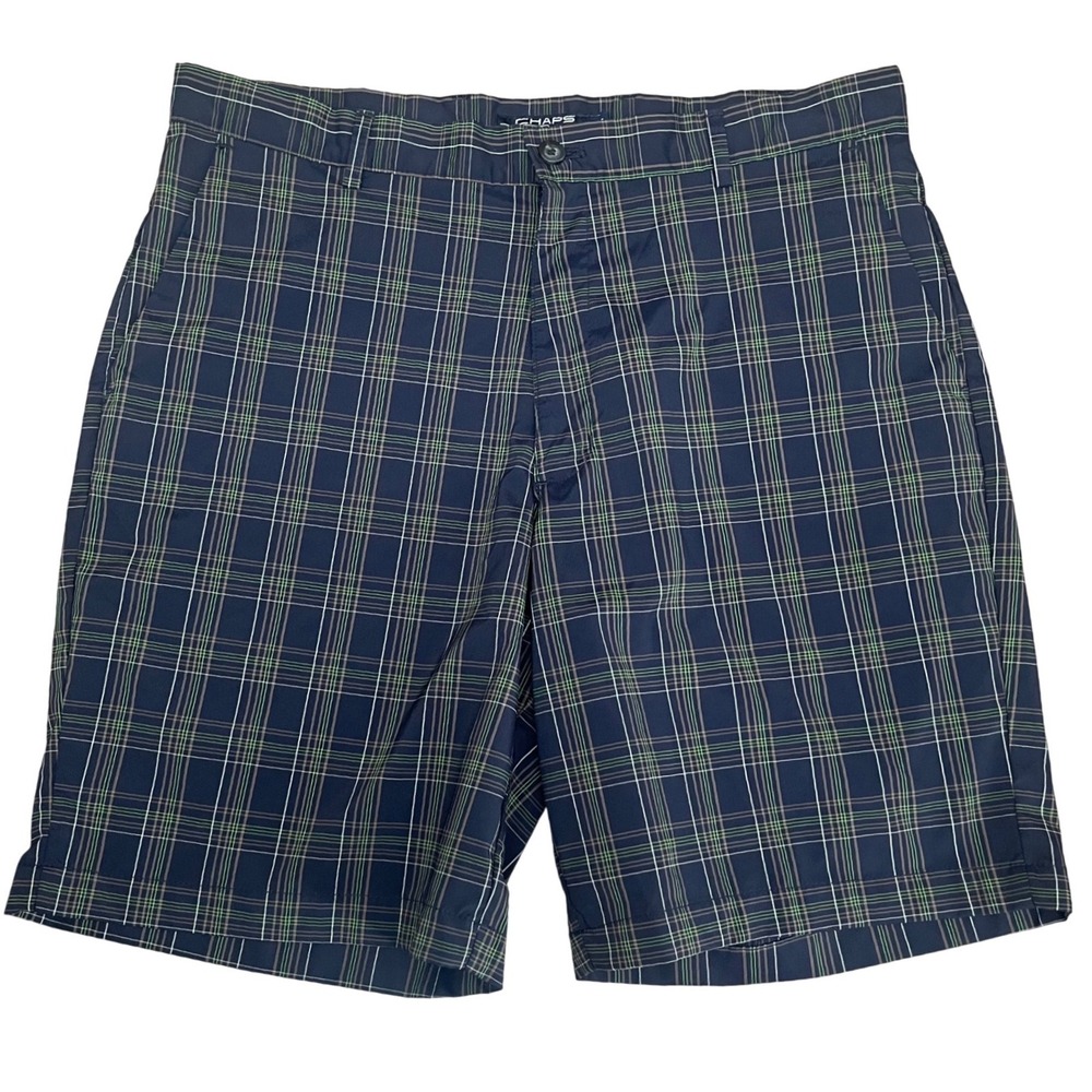 Chaps Golf Shorts Mens 36 Blue Plaid Excellent Performance Stretch